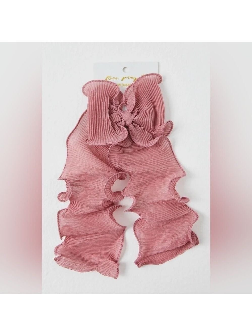 NWT Free People Rizzo Crinkled Bow Rusty Pink - Picture 3 of 13